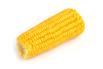 yellow corn cob on white background