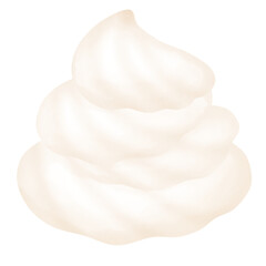 Cartoon drawing creamy-colored, velvety whipped cream
