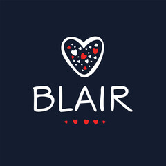 (Blair) Calligraphy name, Vector illustration.