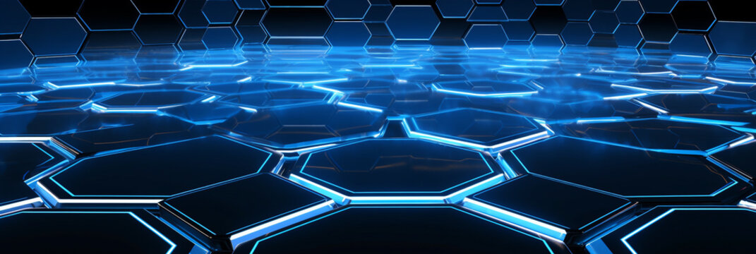 Abstract background Abstract hexagon background Abstract 3D background Technology floor background blue hexagon background