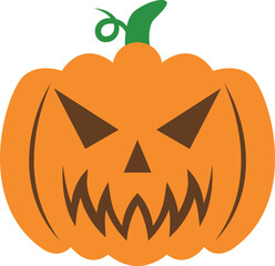 Creepy orange halloween pumpkin vector icon
