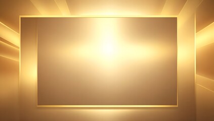 Luxurious Golden Shimmering Rectangular Frame Featuring an Empty Light Brown Space