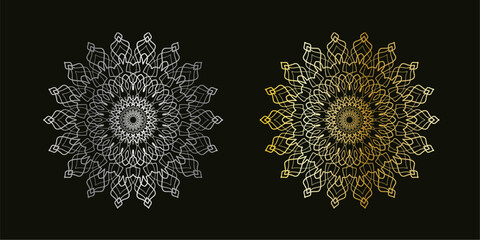 Islamic ornament vector , persian motiff. ramadan islamic round pattern elements . Geometric logo template set. Circular ornamental arabic symbols . - obrazy, fototapety, plakaty