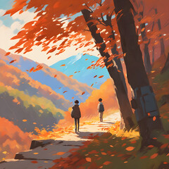 Autumn leaves of Naejang Mountain in Korea
Generative AI - obrazy, fototapety, plakaty