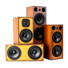 Fototapeta premium many audio speakers isolated on white