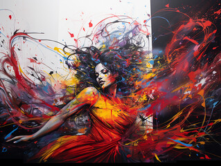 Abstract color graffiti of a beautiful woman
