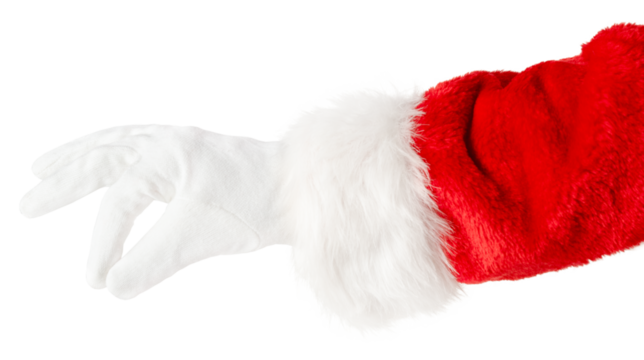 Santa hand isolated on white background