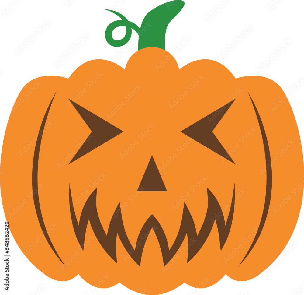 Wall mural creepy orange halloween pumpkin vector icon