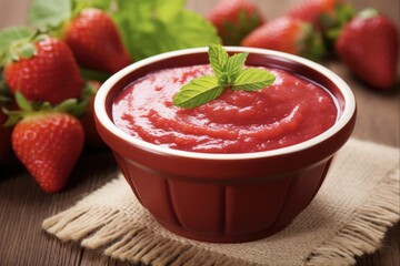 Fresh and Sweet Strawberry Puree - Delicious Red Fruit Dessert for Healthy Eating