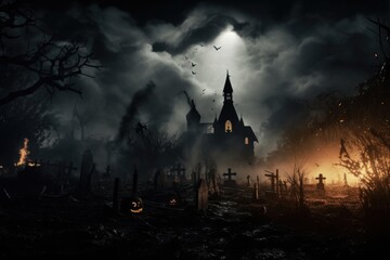 Halloween Overlay: Spooky and Realistic Smoke Fog Overlay with Gothic Ghosts for Special Effects and Haunted Atmosphere