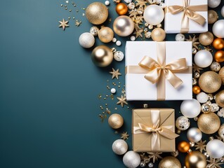 Fototapeta na wymiar Happy New year ,Merry Christmas and Happy Holidays greeting card, frame, banner. New Year. Noel. Christmas background,Generative Ai