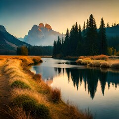 sunrise in the mountains generated by AI