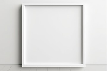 Minimal Square White Frame Picture Mockup on Wall with Window Light and Shadow - Blank Board for Lifestyle Photos - Isolated