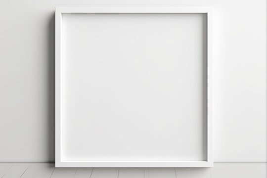 Minimal Square White Frame Picture Mockup on Wall with Window Light and Shadow - Blank Board for Lifestyle Photos - Isolated