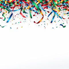 Streamers and confetti with text spacing. Celebration social media post