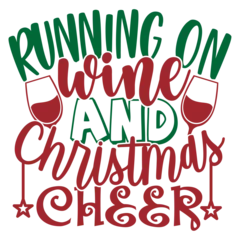 Foto op Canvas Running On Wine And Christmas Cheer - Funny Christmas Illustration © Minty