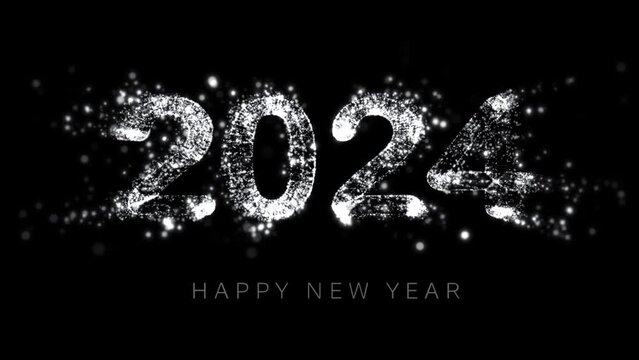 Happy New Year 2024 particle isolated transparent background