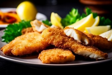 Fried fish fillet. Generate Ai - obrazy, fototapety, plakaty