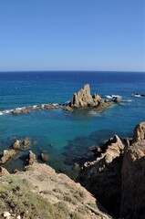 Fototapeta na wymiar Detalle del arrecife de las Sirenas en parque natural Cabo de Gata