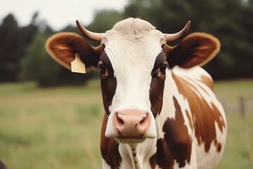 Spotted cow closeup. Generate Ai