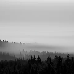 Papier Peint photo Lavable Forêt dans le brouillard Beautiful long exposure black and white