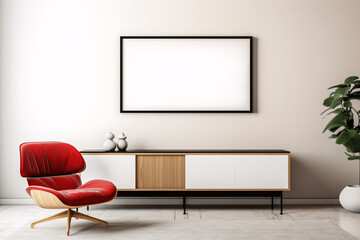 modern home interior, mockup poster frame
