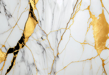 Natural white and gold marble texture for skin tile wallpaper luxurious background. Generative AI