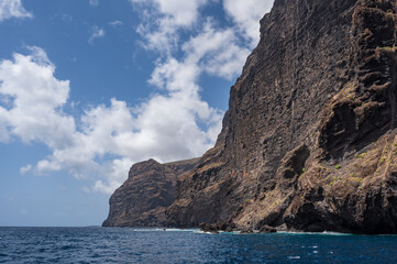 Fototapeta premium The cliffs of Los Gigantes, Tenerife, rising out of the sea, dramatically