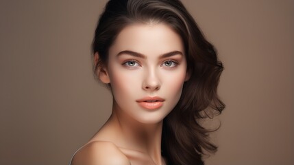 Beautiful young lady with clean and fresh skin. Treatment for the face. Close-up portrait of a cosmetologist, beauty and spa. Cosmetology, beauty, and spa services. Facial treatment