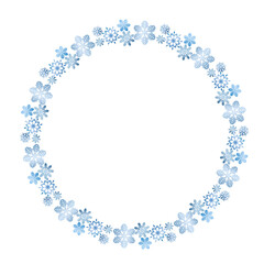 blue snowflake art drawn round frame