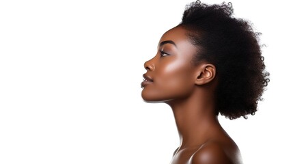 Skincare, Africa, and a portrait of a confident black woman on a white background with cosmetics. Natural makeup, dermatology, and health. generative ai - obrazy, fototapety, plakaty