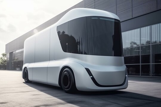 autonomous electric truck in open air. Generative AI