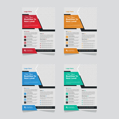Obraz premium Modern corporate flyer design, minimal flyer template with 4 color variation, print design