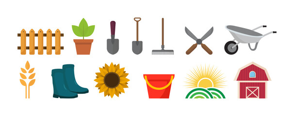 Garden tools set vector illustration