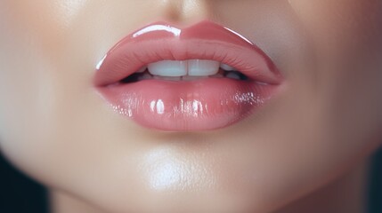 close up of lips with lipstick. generative ai