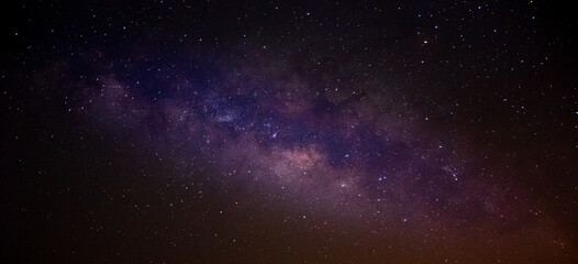 Panorama Milky way star on dark night.Deep sky on Universe. with noise and grain.Photo by long exposure and select white balance.