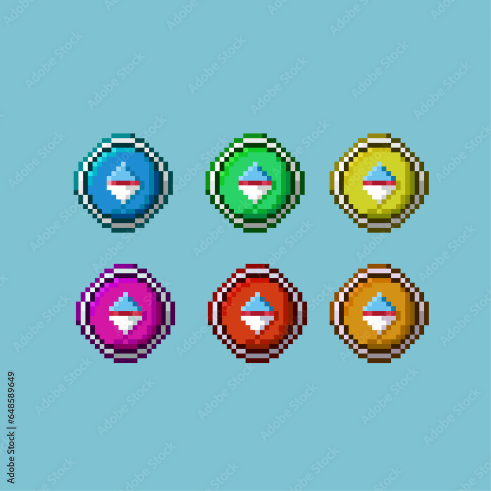 Fototapete pixel art sets of compas with variation color items asset. simple bits of compas destination on pixe