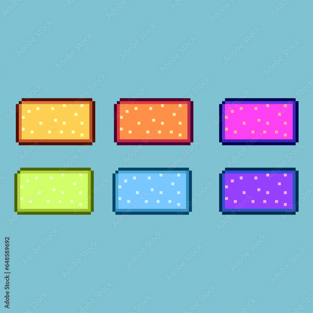 Poster pixel art sets of bread foods with variation color items asset. simple bits of bread on pixelated st