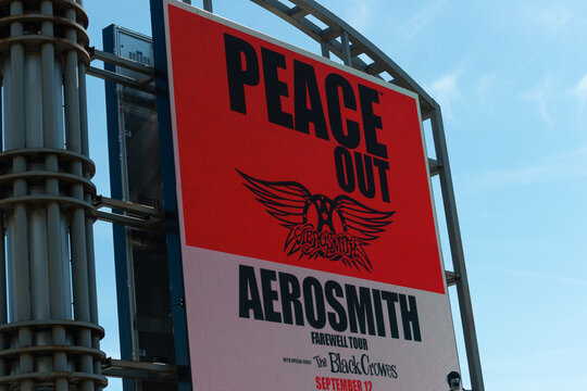 LED billboard advertising the "Peace Out" Aerosmith Farewell Tour in Toronto, Canada (September 2023)