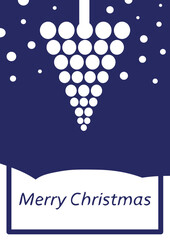 Blue greeting card with christmas tree and snowflakes