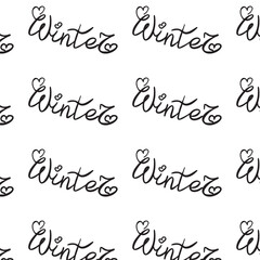 vector repeating continuous pattern winter lettering for package postcard packaging background handwritten letters