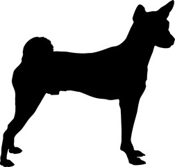 Dog silhouette sign vector illustration. Black dog or wolf shape over white background. Protection concept. Vet clinics logo conceptual illustration