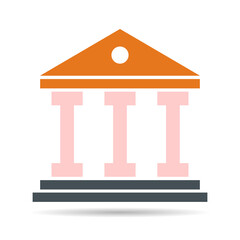 Building university architecture shadow icon, museum roman symbol, flat design vector illustration