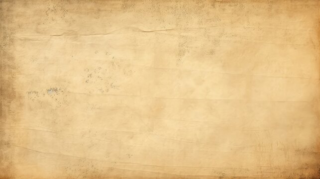Aged parchment paper texture background, with a time-worn, weathered appearance and subtle creases. Ideal for vintage-inspired graphics and historical document simulations