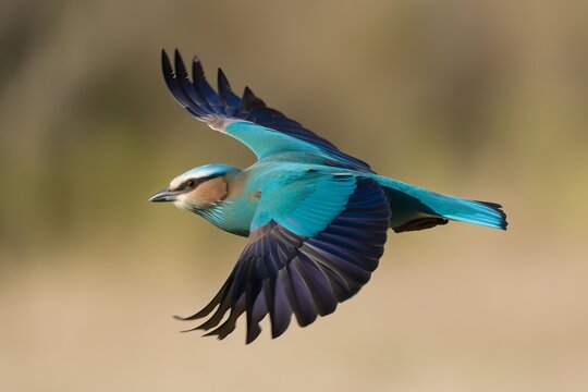 A majestic blue bird soaring through the sky
