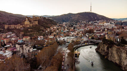 Aerial view of Tbilisi city center

