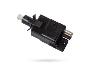 brake light switch under the brake pedal in a car on a white isolated background. catalog of spare...