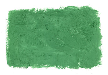 Grassy green color background with gouache paint texture. Abstract natural green spot for cometic design, vegan packaging design. Artistic handmade backdrop.