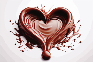 Tasty and tasteful chocolate heart in material vector style