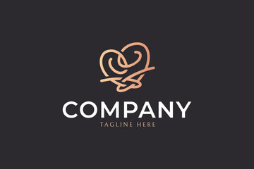 brave heart love shape abstract concept logo vector design for cosmetic and spa